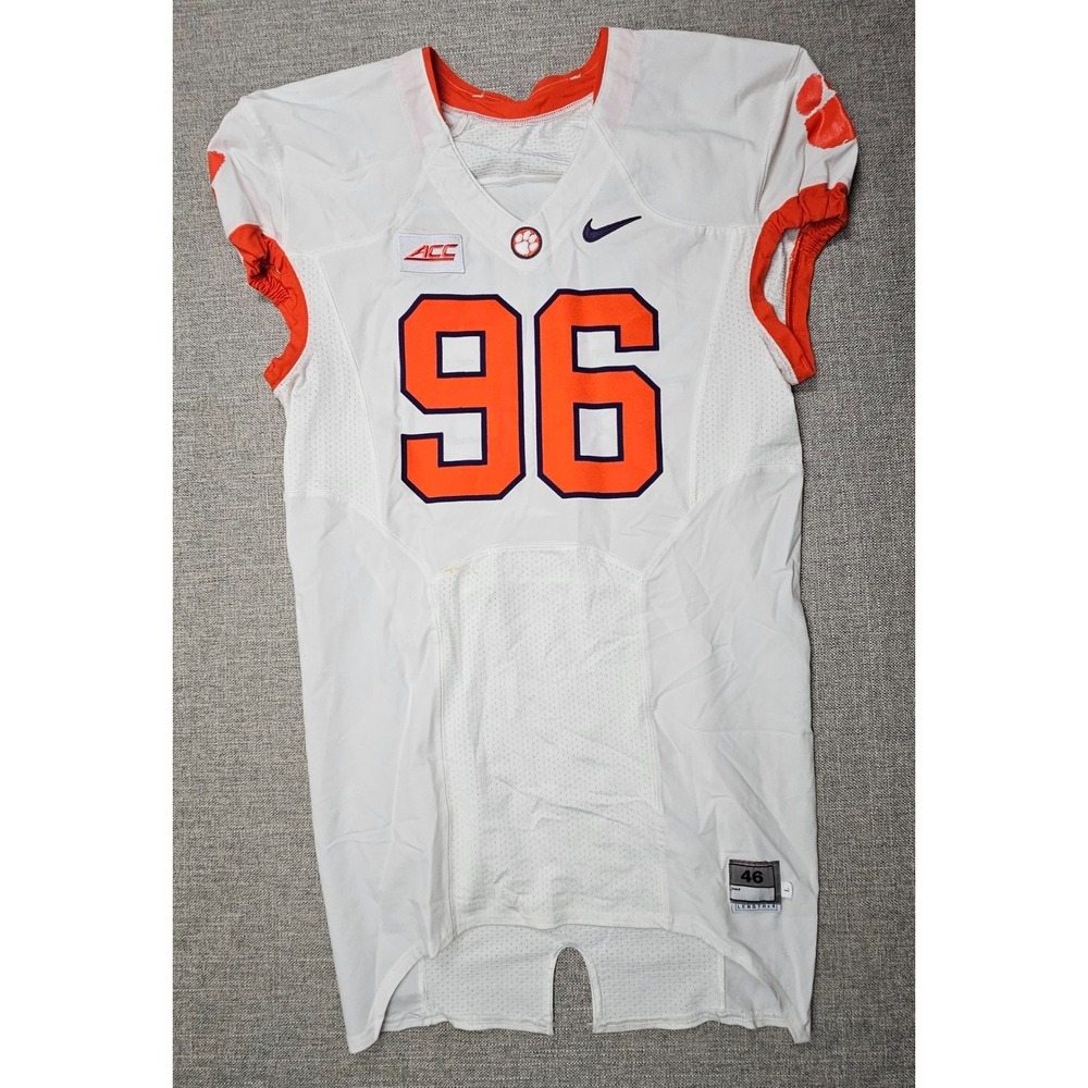 Clemson Tigers Football Jersey Mens 46 L White Game Worn Team Issued Nike #96